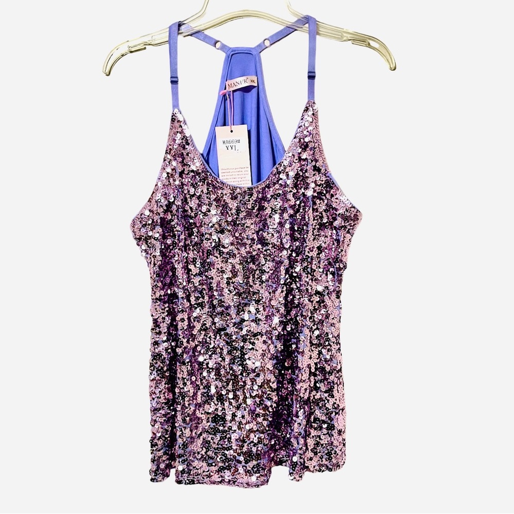 Maner Woman’s Lavender Sequin Tank Top Size XXL